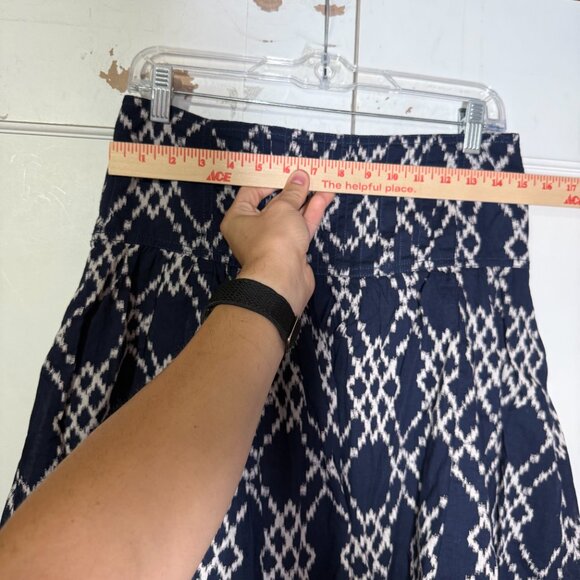 Anthropologie Rimbaud Tie Waist Mini Skirt Navy Blue Cream Size Small - Picture 5 of 13